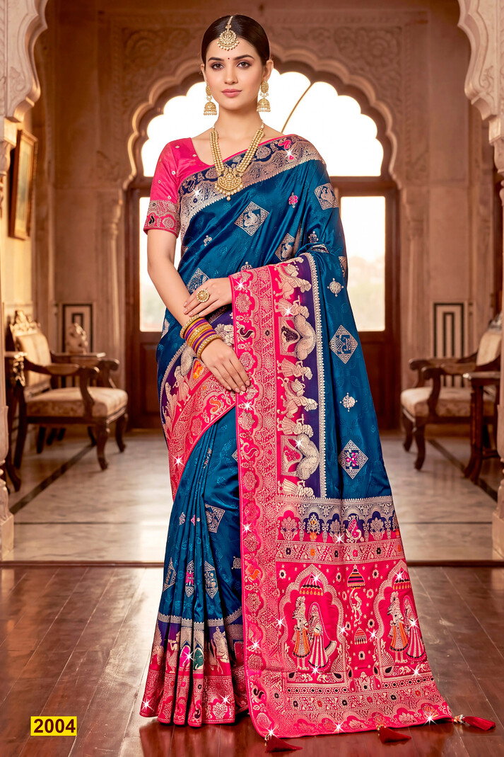 Saroj Ravina Satin Saroski Vol 2 Satin Silk Saree Collection — Wholesale Sarees, Saroj Saree wholesale from Surat — view 2