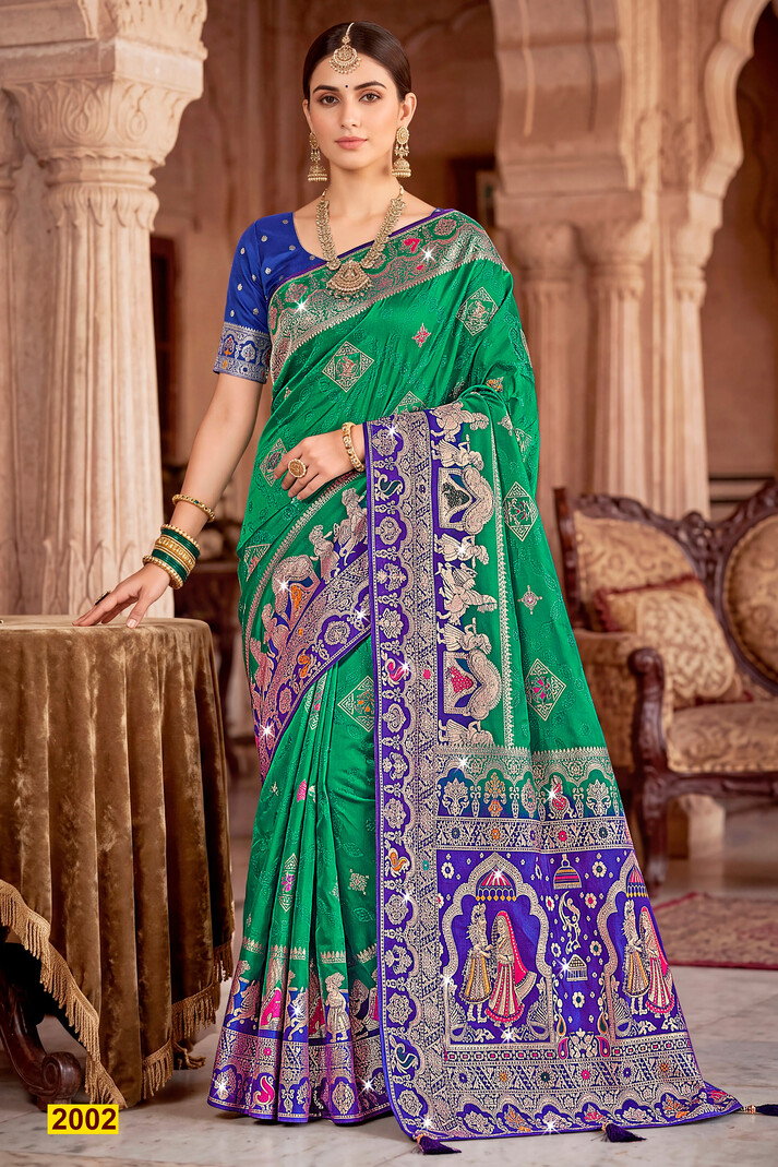 Saroj Ravina Satin Saroski Vol 2 Satin Silk Saree Collection — Wholesale Sarees, Saroj Saree wholesale from Surat — view 5