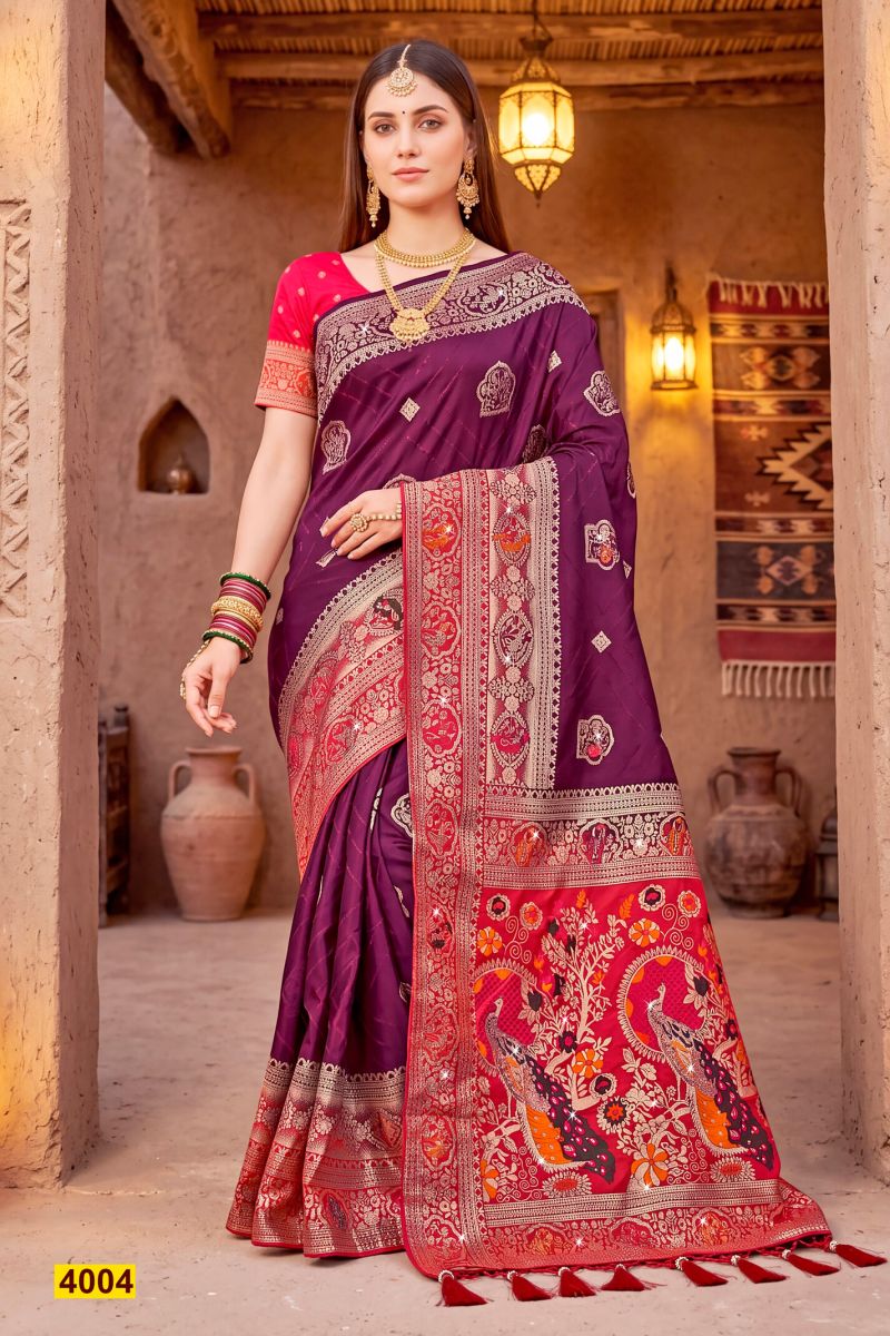 Saroj Ravina Satin Saroski Vol 4 Wholesale Satin Silk Saree Collection — Wholesale Sarees, Saroj Saree wholesale from Surat — Photo 4