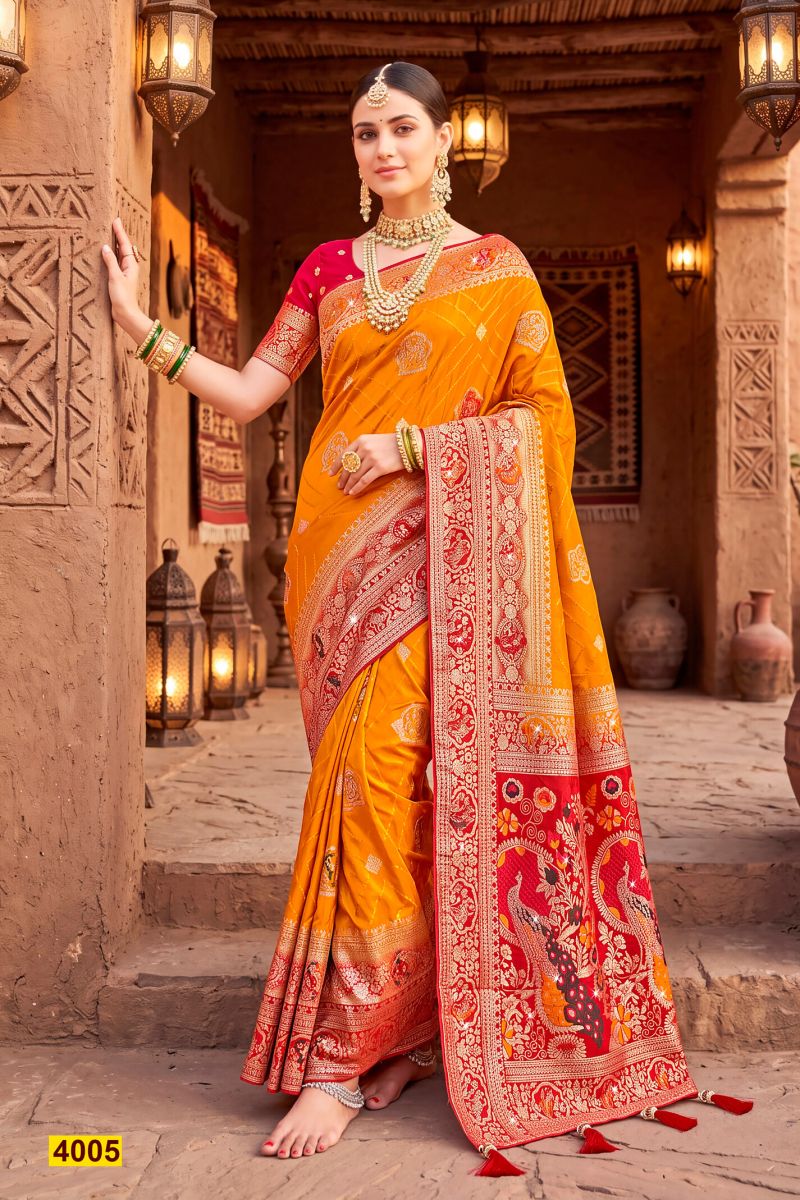 Saroj Ravina Satin Saroski Vol 4 Wholesale Satin Silk Saree Collection — Wholesale Sarees, Saroj Saree wholesale from Surat — Photo 3