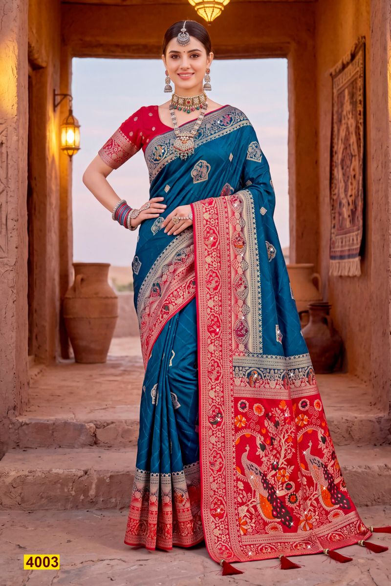 Saroj Ravina Satin Saroski Vol 4 Wholesale Satin Silk Saree Collection — Wholesale Sarees, Saroj Saree wholesale from Surat — Photo 5