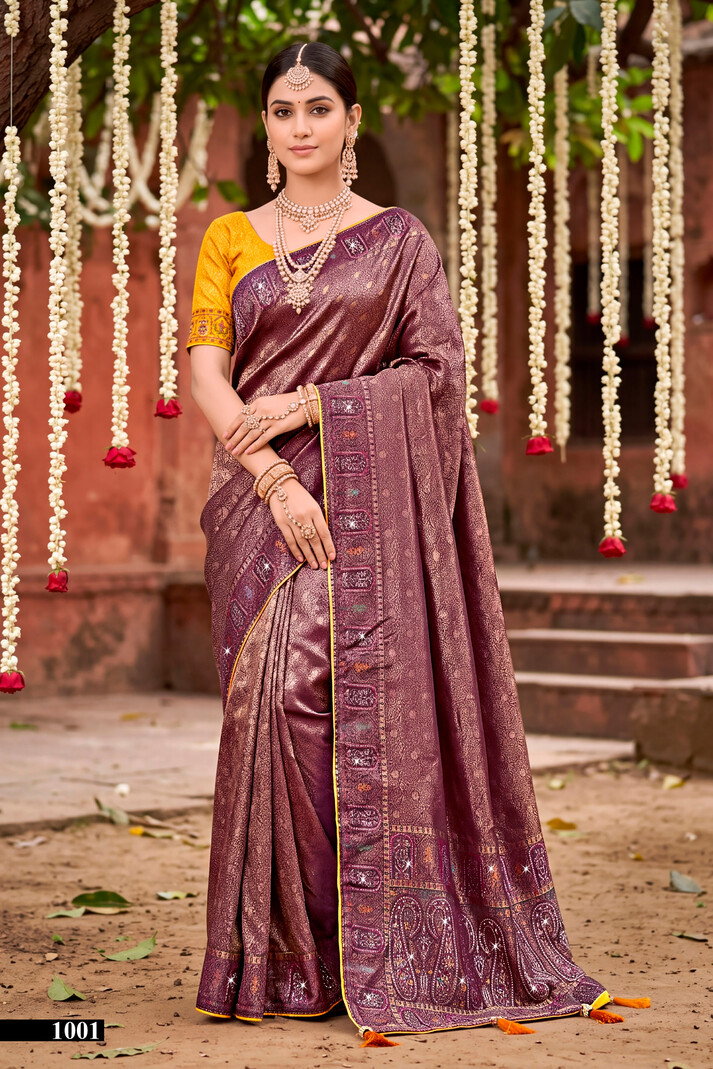 Saroj Sanwariya Satin Saroski Vol 1 Wholesale Silk Saree Catalog — Wholesale Sarees, Saroj Saree wholesale from Surat — Photo 4