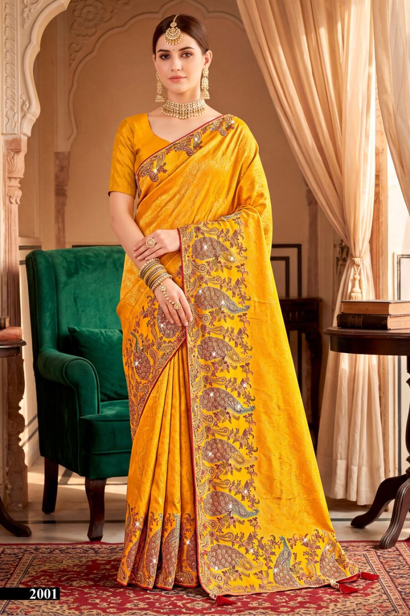 Saroj Sanwariya Satin Saroski Vol 2 Wholesale Silk Saree Collection — Festival Sarees, Saroj Saree wholesale from Surat — view 2