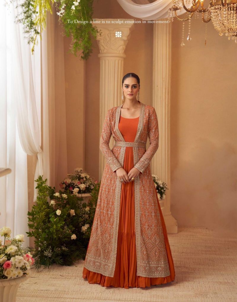 Sayuri Kasmira Chinon Silk Embroidered Designer Gown Catalog — Gown, Sayuri Designer wholesale from Surat — Photo 2
