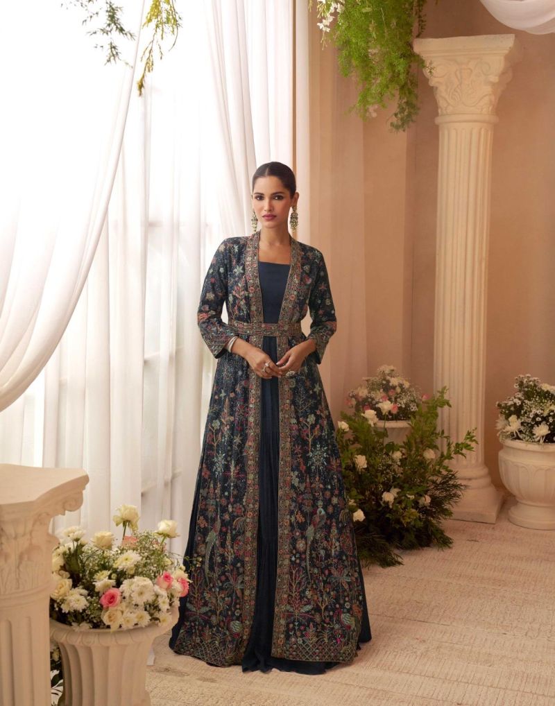 Sayuri Kasmira Chinon Silk Embroidered Designer Gown Catalog — Gown, Sayuri Designer wholesale from Surat — Photo 6