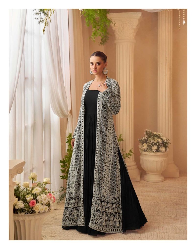 Sayuri Kasmira Chinon Silk Embroidered Designer Gown Catalog