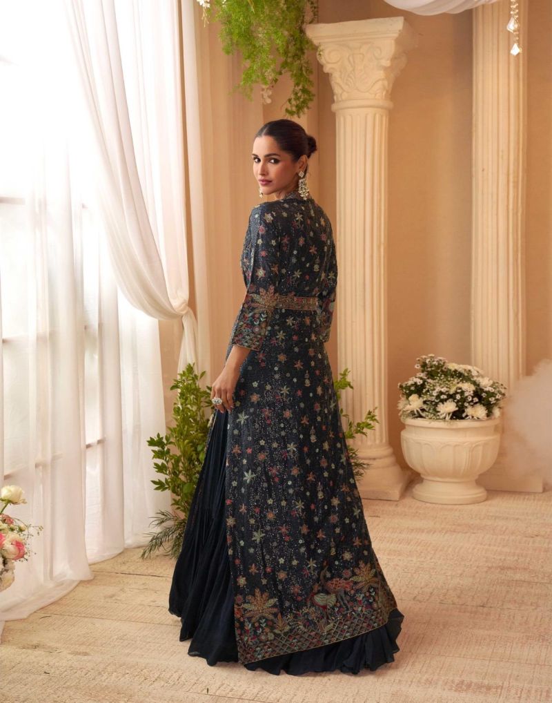 Sayuri Kasmira Chinon Silk Embroidered Designer Gown Catalog — Gown, Sayuri Designer wholesale from Surat — Photo 3