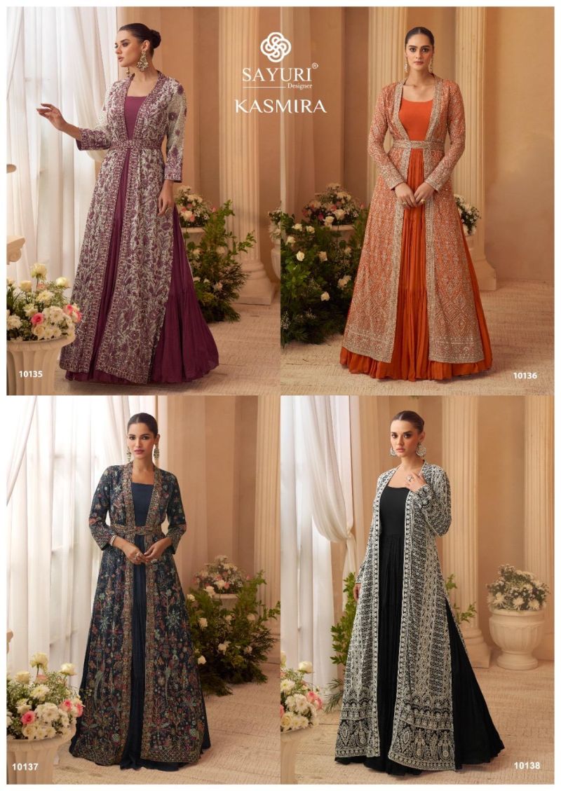 Sayuri Kasmira Chinon Silk Embroidered Designer Gown Catalog — Gown, Sayuri Designer wholesale from Surat — Photo 11