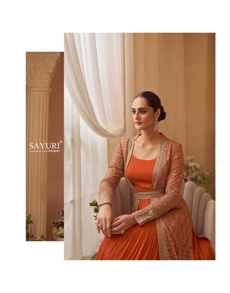 Sayuri Kasmira Chinon Silk Embroidered Designer Gown Catalog — Gown, Sayuri Designer wholesale from Surat — Photo 10