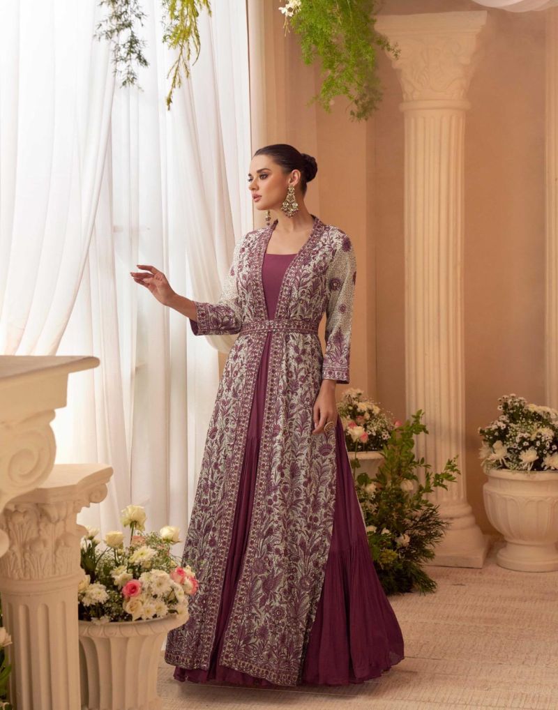 Sayuri Kasmira Chinon Silk Embroidered Designer Gown Catalog — Gown, Sayuri Designer wholesale from Surat — Photo 9
