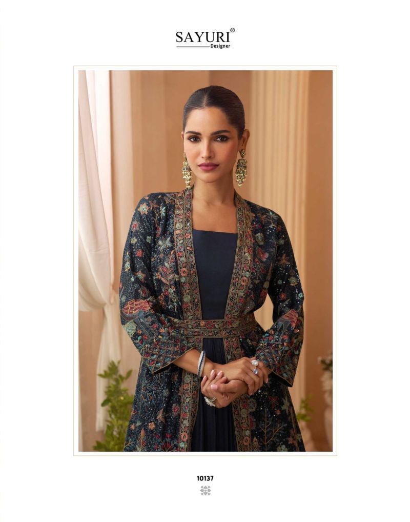 Sayuri Kasmira Chinon Silk Embroidered Designer Gown Catalog — Gown, Sayuri Designer wholesale from Surat — Photo 7