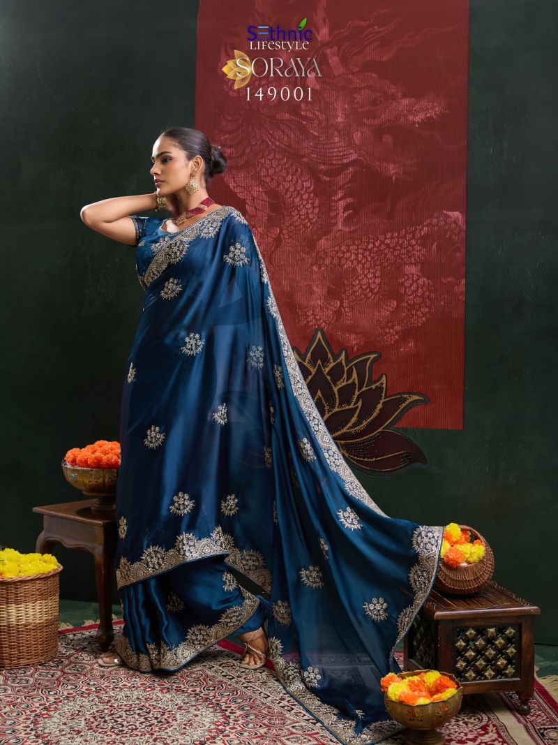 Sethnic Soraya Satin Chiffon Embroidery And Zarkan Work Saree Catalog — Wholesale Sarees, Sethnic wholesale from Surat — Photo 2