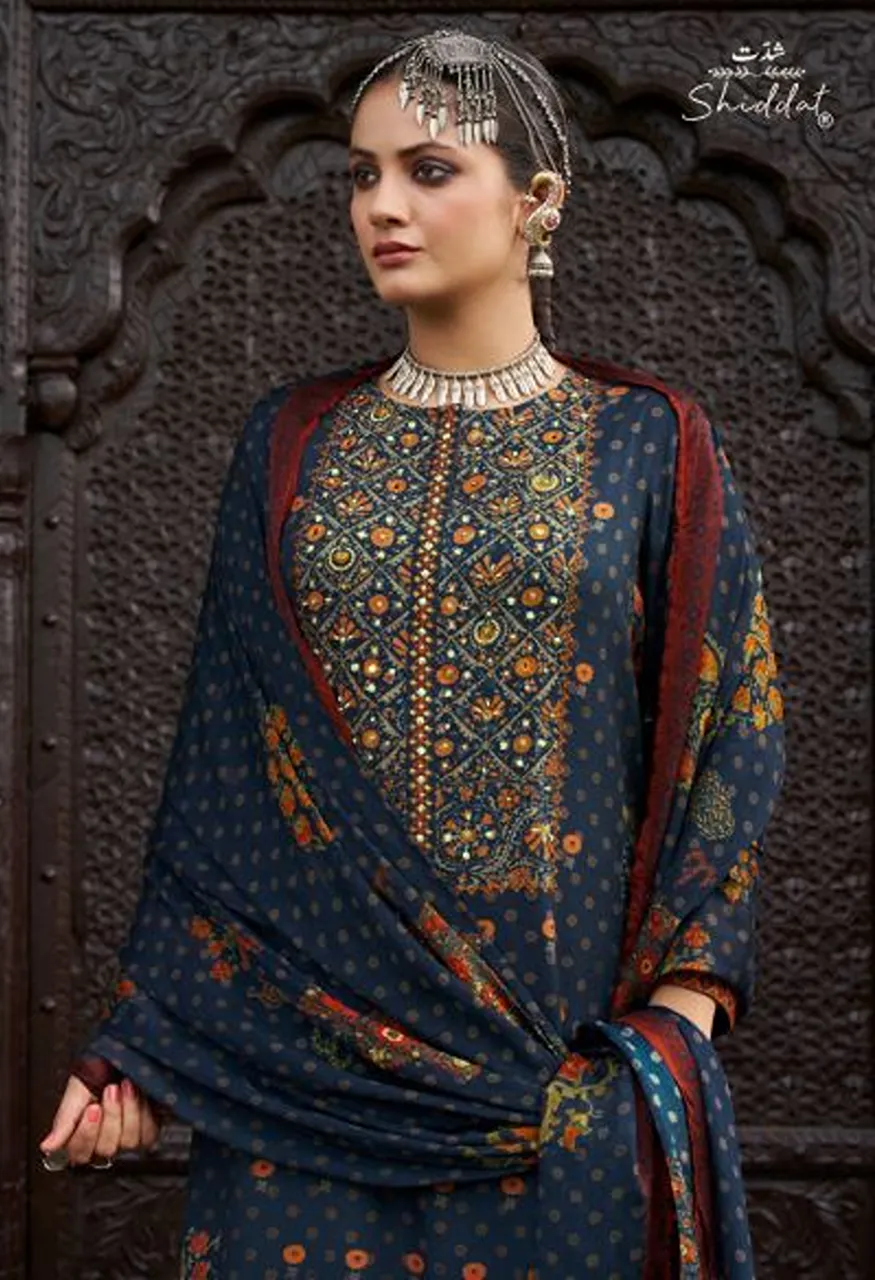 Shiddat Castiel 102 Viscose Pashmina Beads Work Designer Salwar Kameez Catalog