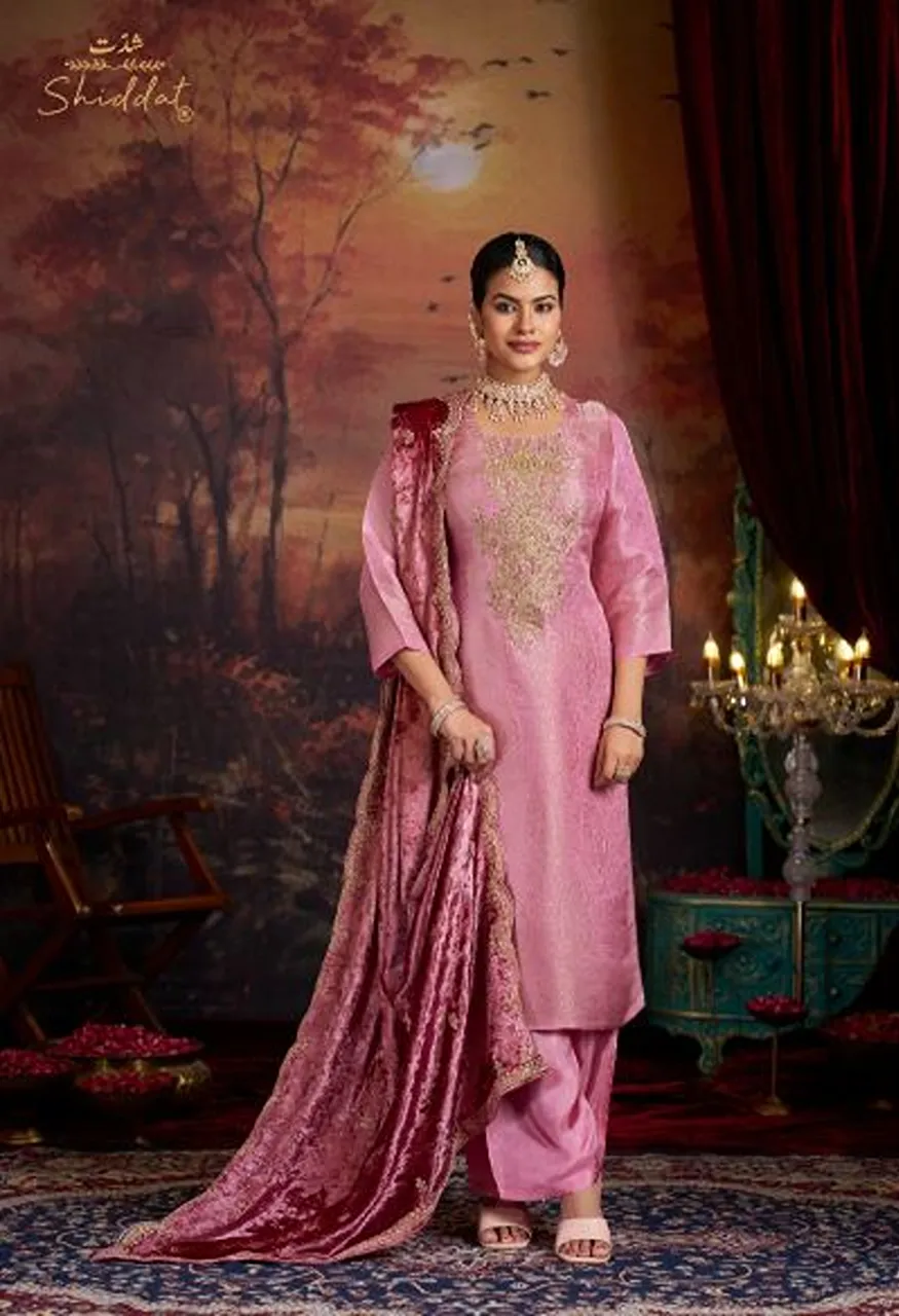 Shiddat Mehrun Viscose Ziraf Silk Embroidered Designer Salwar Kameez Collection — Wholesale Salwar Suits, Shiddat wholesale from Surat — view 3