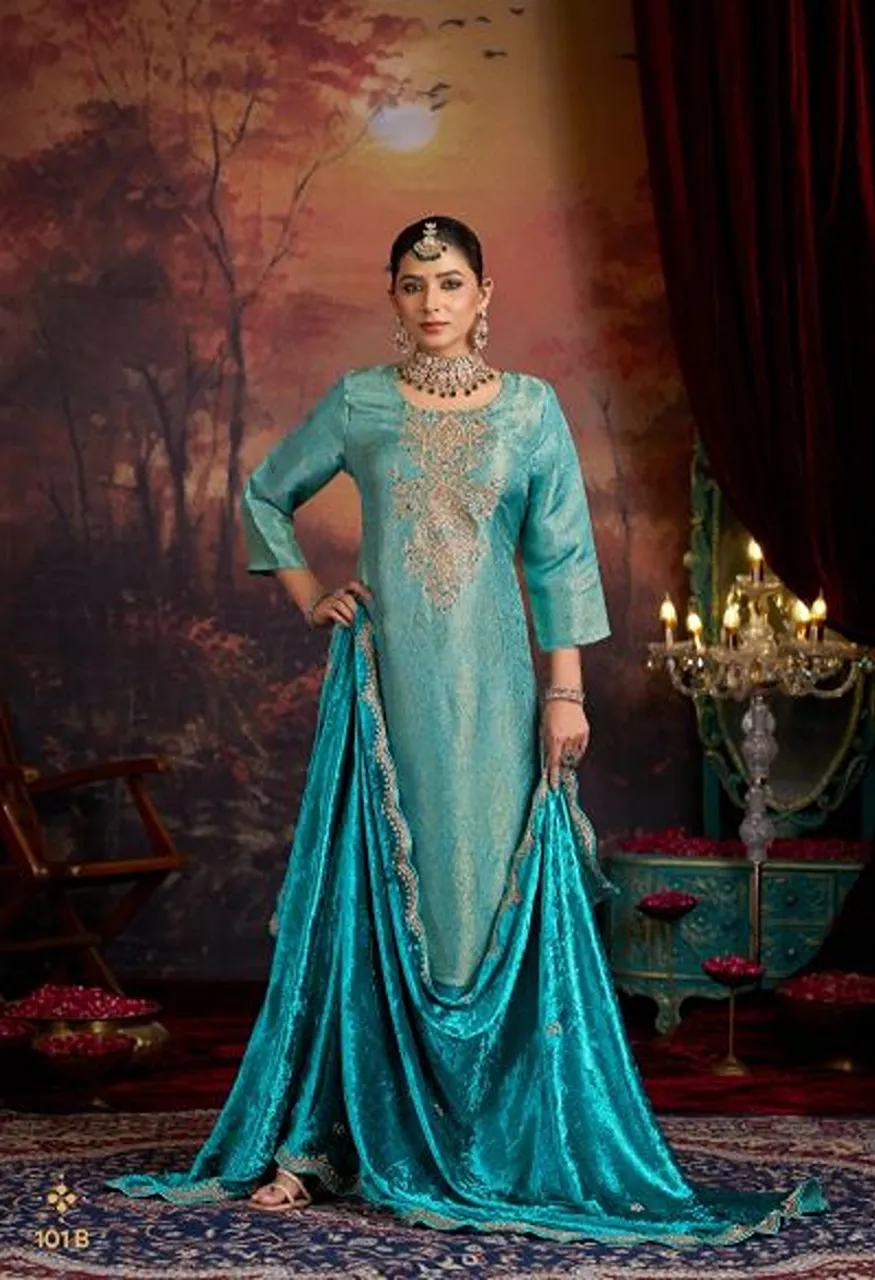 Shiddat Mehrun Viscose Ziraf Silk Embroidered Designer Salwar Kameez Collection — Wholesale Salwar Suits, Shiddat wholesale from Surat — view 2