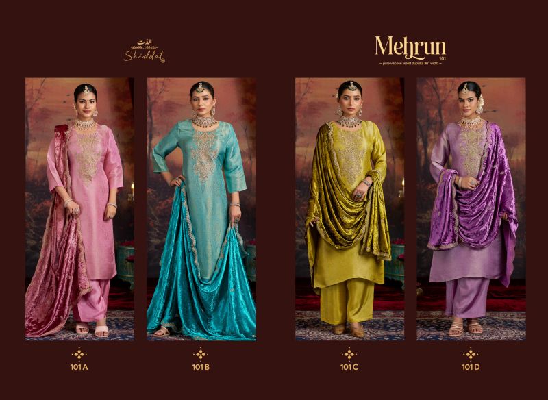 Shiddat Mehrun Viscose Ziraf Silk Embroidered Designer Salwar Kameez Collection — Wholesale Salwar Suits, Shiddat wholesale from Surat — view 6