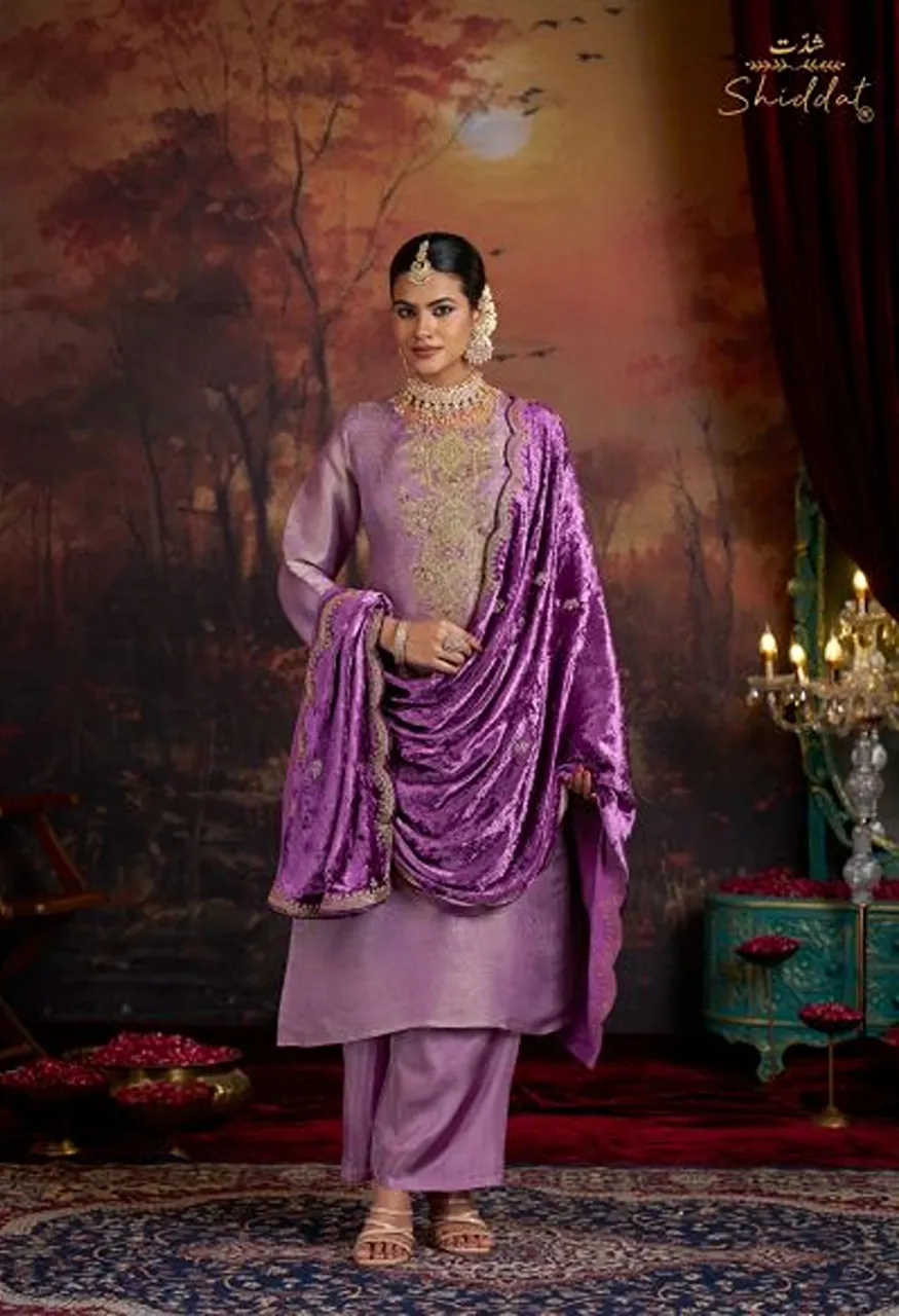 Shiddat Mehrun Viscose Ziraf Silk Embroidered Designer Salwar Kameez Collection — Wholesale Salwar Suits, Shiddat wholesale from Surat — view 5