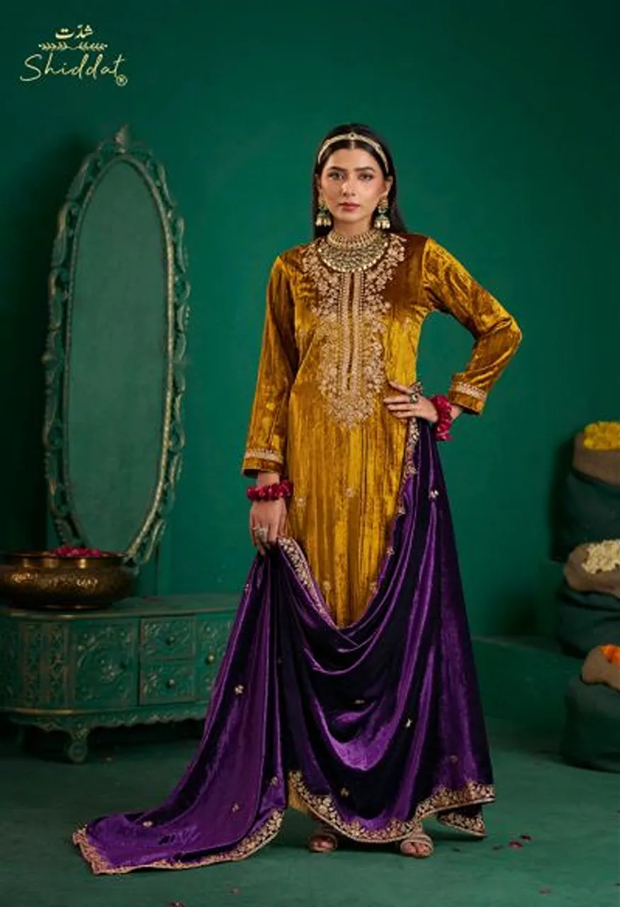 Shiddat Zareen Viscose Velvet Embroidered Designer Salwar Kameez Collection — Wholesale Salwar Suits, Shiddat wholesale from Surat — Photo 3