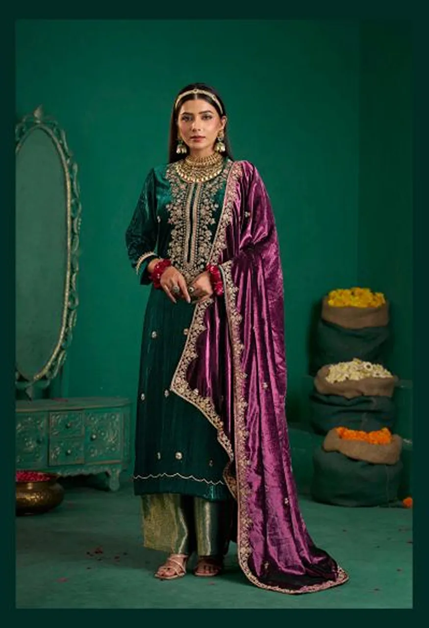 Shiddat Zareen Viscose Velvet Embroidered Designer Salwar Kameez Collection — Wholesale Salwar Suits, Shiddat wholesale from Surat — Photo 2