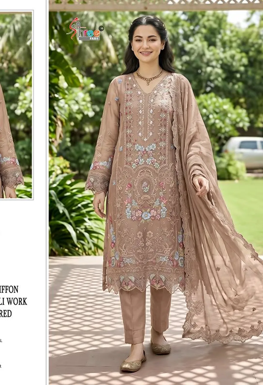 Shree Sf 5622 A To D Chiffon Embroidered Salwar Kameez Catalog — Wholesale Salwar Suits, Shree Fabs wholesale from Surat — Photo 6