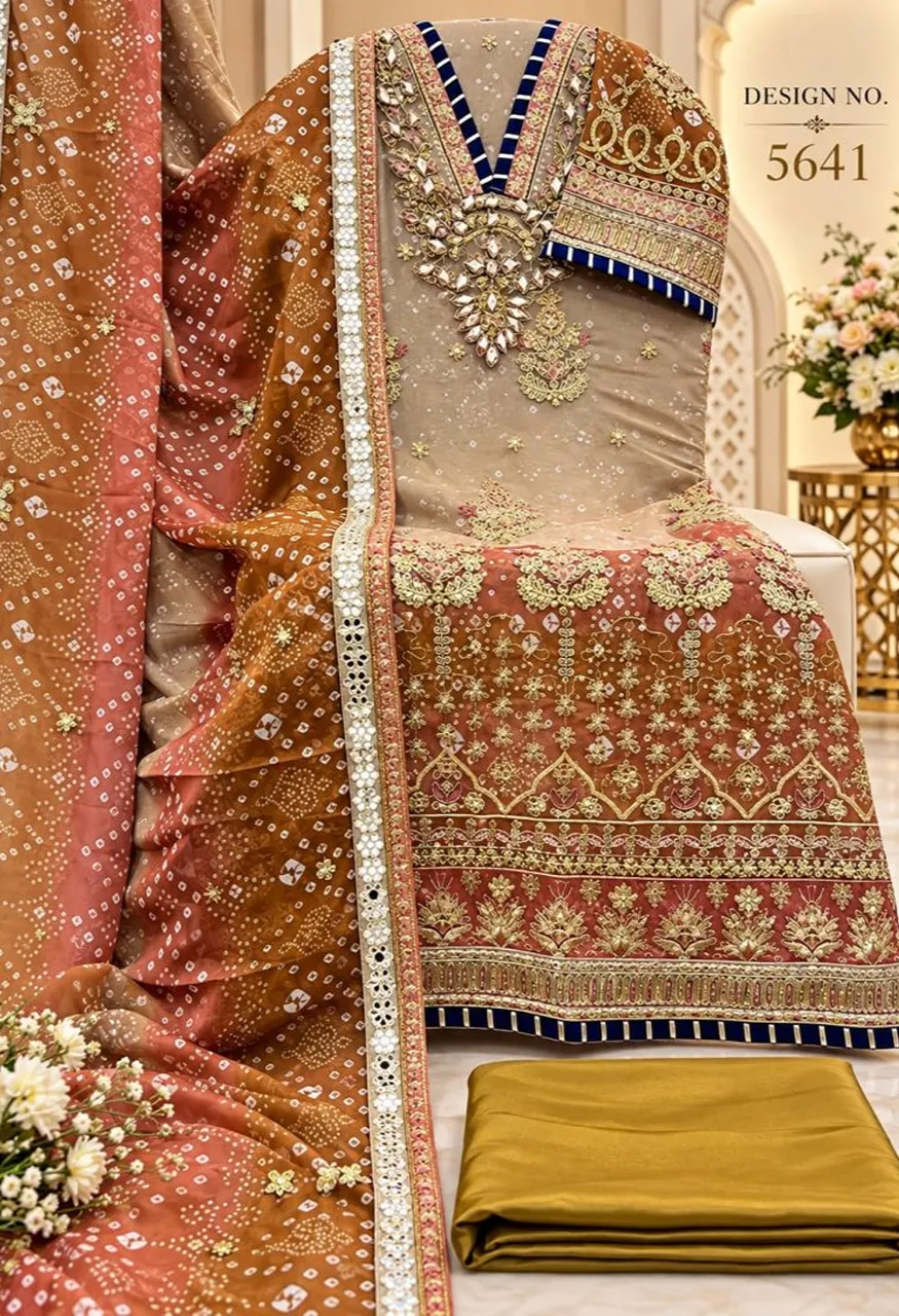 Shree Sf 5641 A To E Digital Chiffon Embroidered Salwar Kameez Catalog — Wholesale Salwar Suits, Shree Fabs wholesale from Surat — view 6