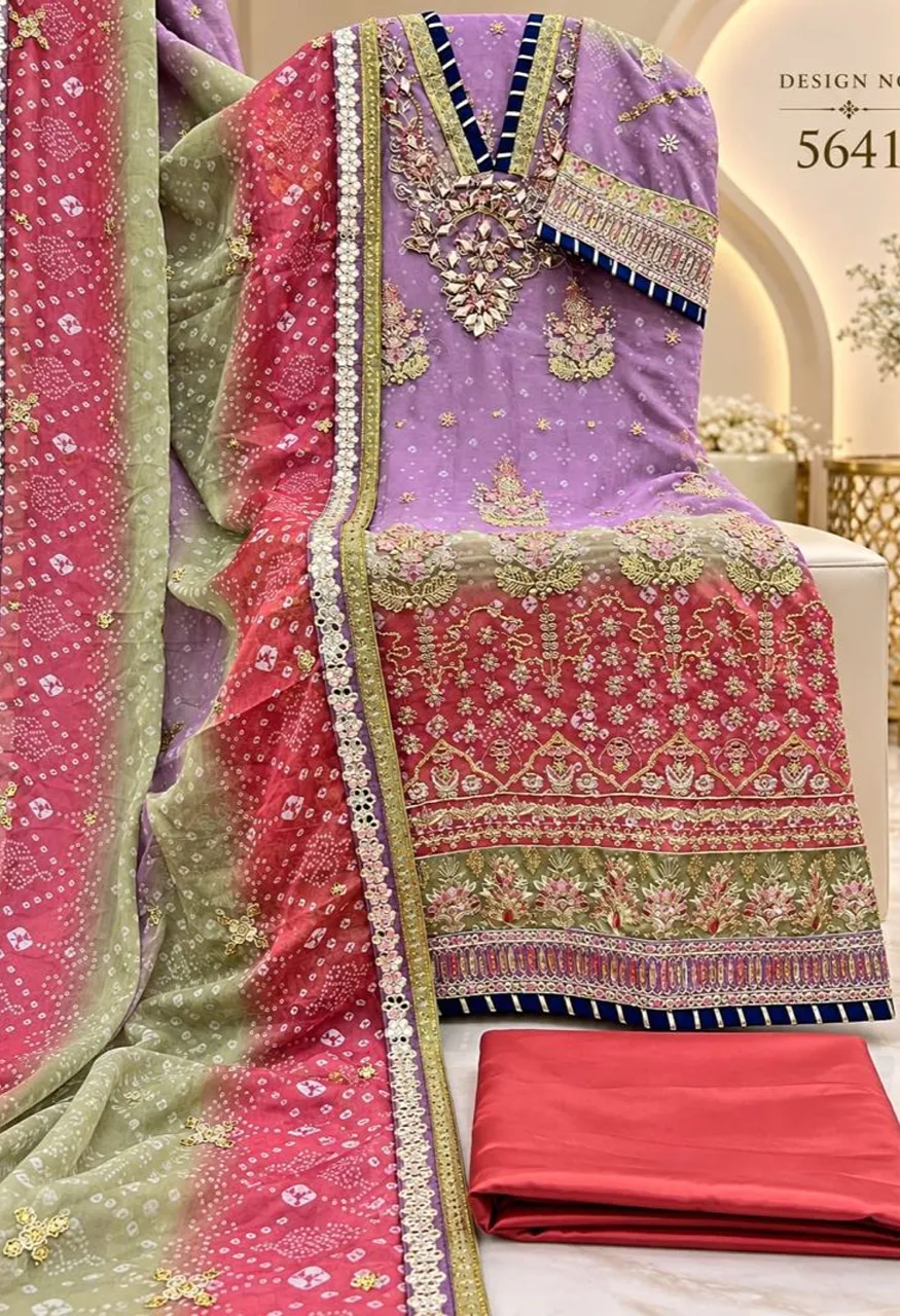 Shree Sf 5641 A To E Digital Chiffon Embroidered Salwar Kameez Catalog — Wholesale Salwar Suits, Shree Fabs wholesale from Surat — view 8