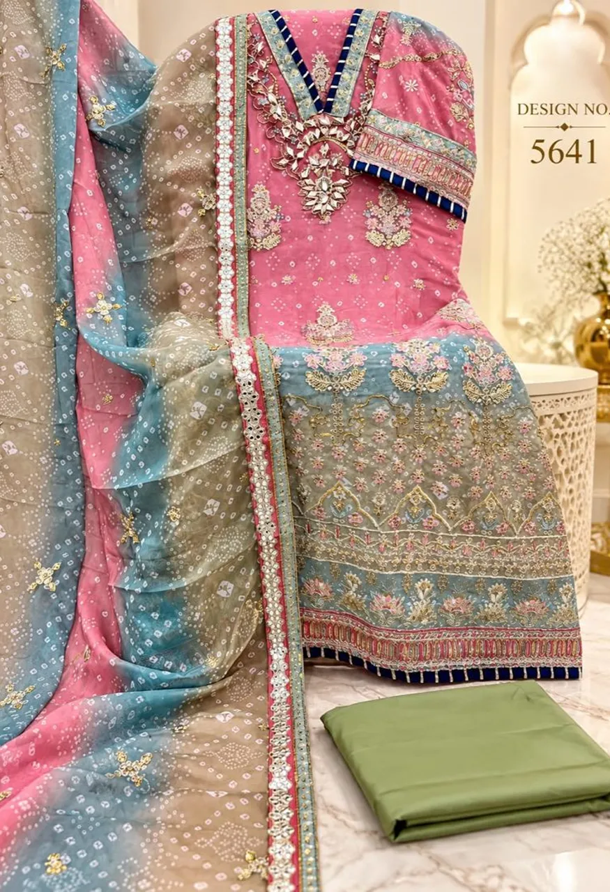 Shree Sf 5641 A To E Digital Chiffon Embroidered Salwar Kameez Catalog — Wholesale Salwar Suits, Shree Fabs wholesale from Surat — view 7