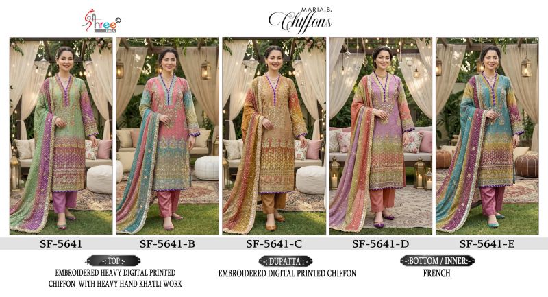 Shree Sf 5641 A To E Digital Chiffon Embroidered Salwar Kameez Catalog — Wholesale Salwar Suits, Shree Fabs wholesale from Surat — view 9