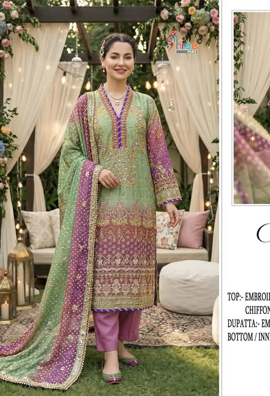 Shree Sf 5641 A To E Digital Chiffon Embroidered Salwar Kameez Catalog