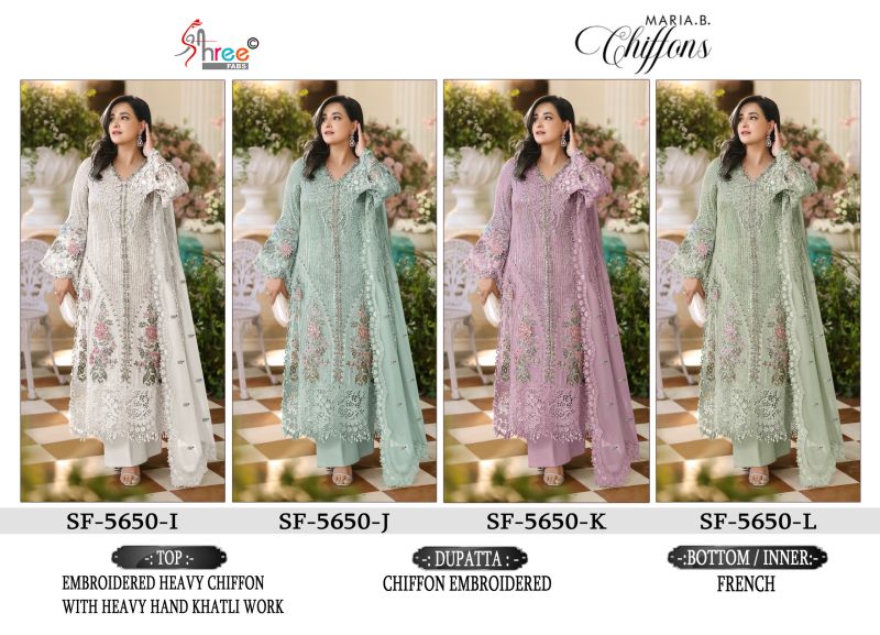 Shree Sf 5650 I To L Chiffon With Embroidery Work Salwar Kameez Collection — Wholesale Salwar Suits, Shree Fabs wholesale from Surat — Photo 5