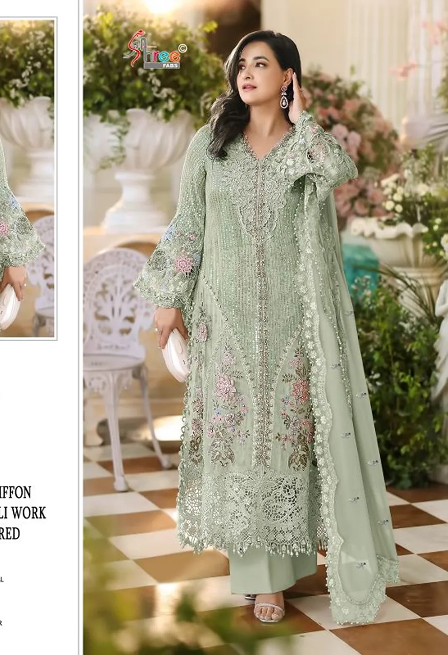 Shree Sf 5650 I To L Chiffon With Embroidery Work Salwar Kameez Collection