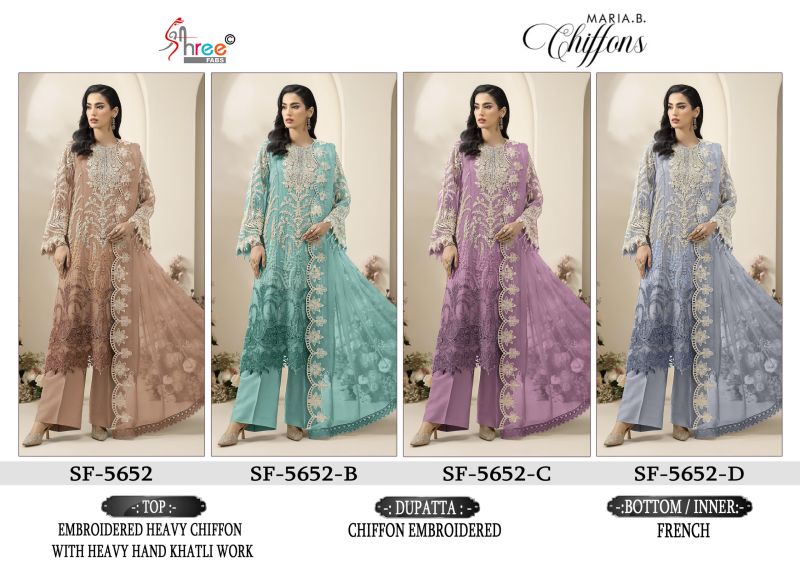 Shree Sf 5652 A To D Wholesale Chiffon Embroidered Salwar Kameez Catalog — Wholesale Salwar Suits, Shree Fabs wholesale from Surat — Photo 5