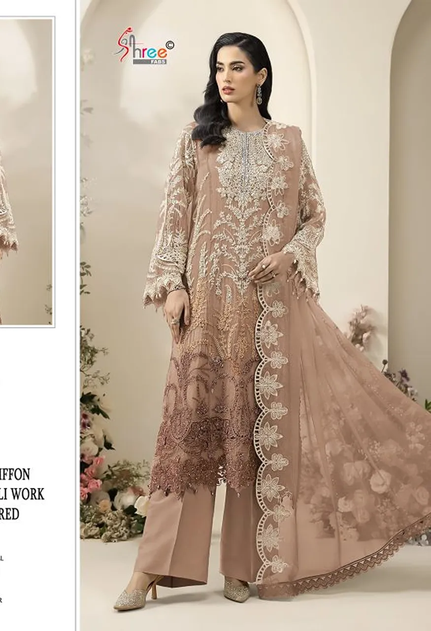 Shree Sf 5652 A To D Wholesale Chiffon Embroidered Salwar Kameez Catalog
