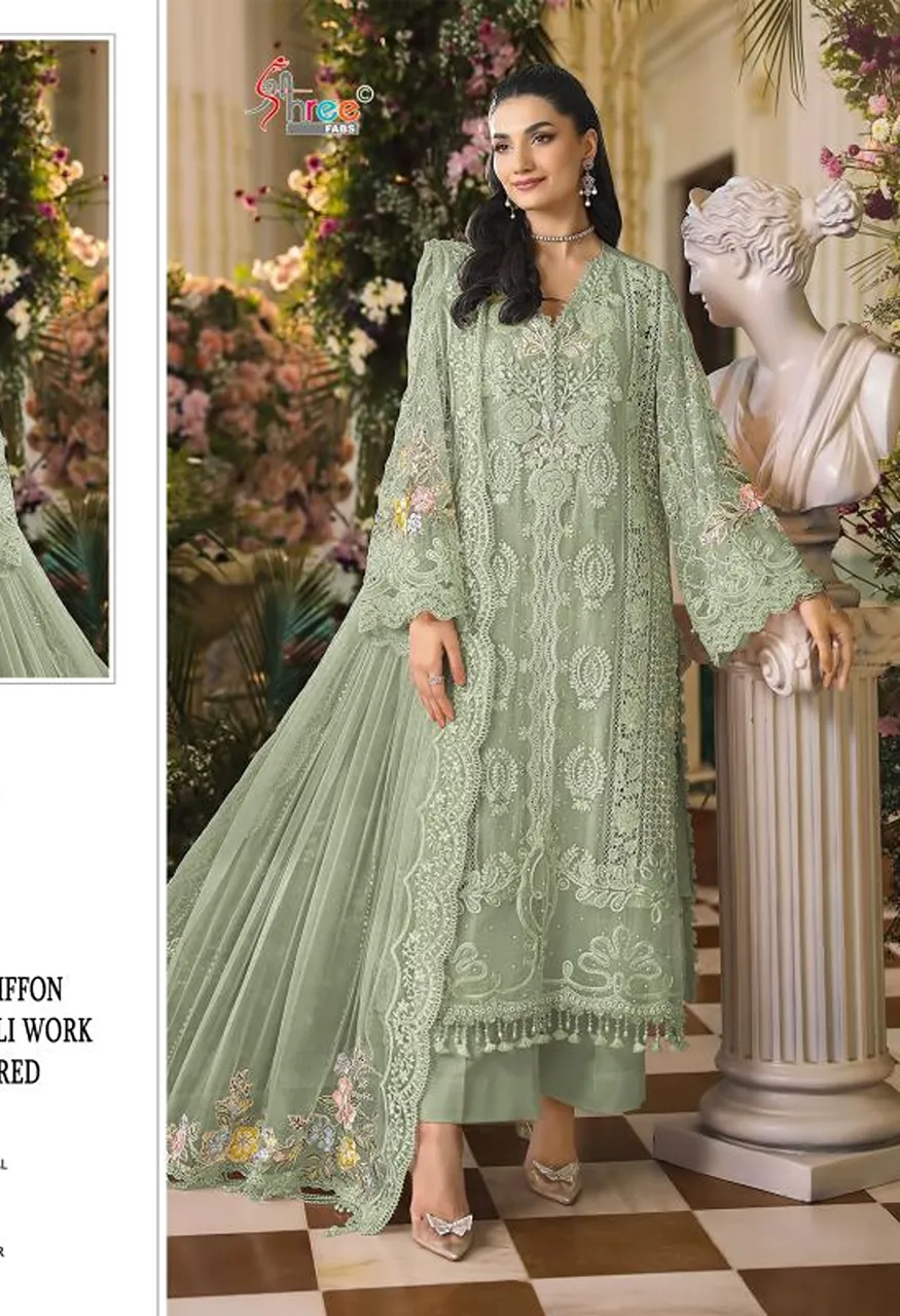 Shree Sf 5670 A To D Chiffon With Embroidery Work Salwar Kameez Collection — Wholesale Salwar Suits, Shree Fabs wholesale from Surat — Photo 3