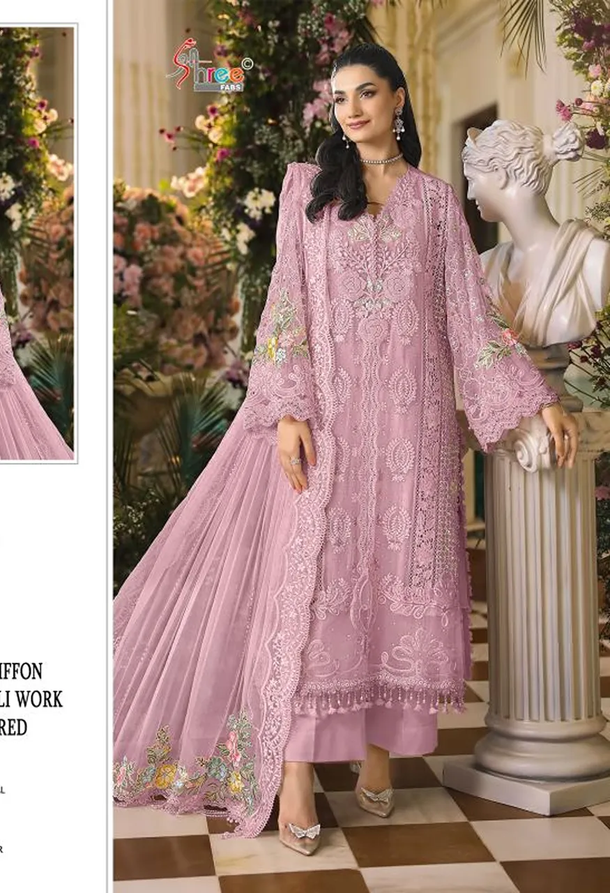 Shree Sf 5670 A To D Chiffon With Embroidery Work Salwar Kameez Collection — Wholesale Salwar Suits, Shree Fabs wholesale from Surat — Photo 2