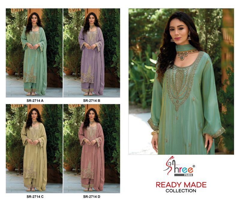Shree Sr 2714 A To D Readymade Viscose Tissue Beats Work Salwar Kameez Catalog — Wholesale Salwar Suits, Shree Fabs wholesale from Surat — Photo 5