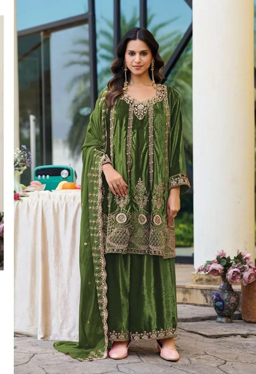 Shree Sr 2741 A To D Readymade Velvet Beats Work Salwar Kameez Collection — Wholesale Salwar Suits, Shree Fabs wholesale from Surat — Photo 2