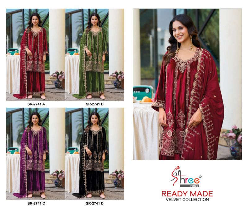 Shree Sr 2741 A To D Readymade Velvet Beats Work Salwar Kameez Collection — Wholesale Salwar Suits, Shree Fabs wholesale from Surat — Photo 6