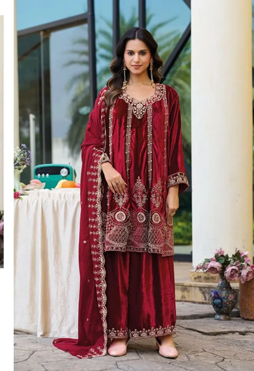 Shree Sr 2741 A To D Readymade Velvet Beats Work Salwar Kameez Collection — Wholesale Salwar Suits, Shree Fabs wholesale from Surat — Photo 4