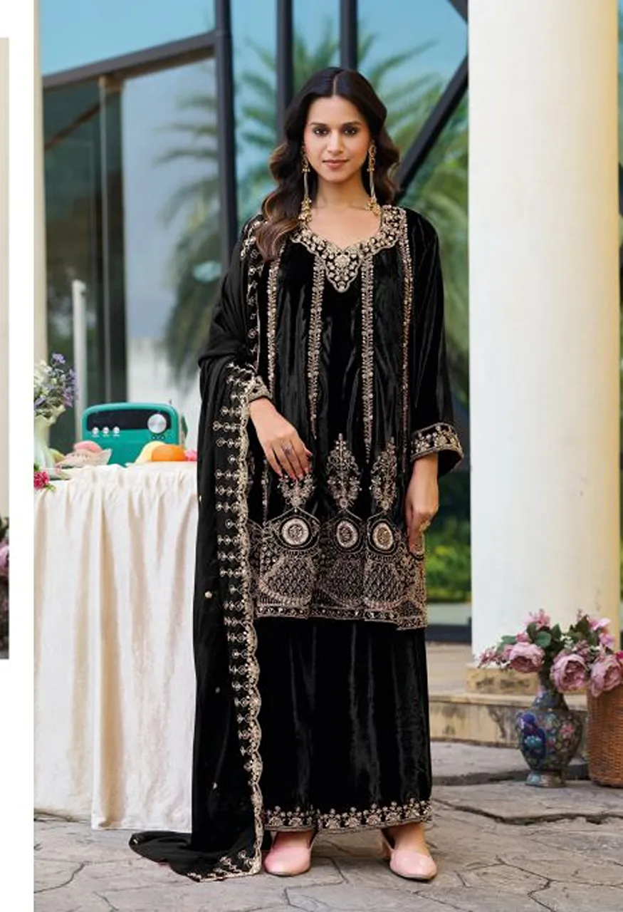 Shree Sr 2741 A To D Readymade Velvet Beats Work Salwar Kameez Collection — Wholesale Salwar Suits, Shree Fabs wholesale from Surat — Photo 3