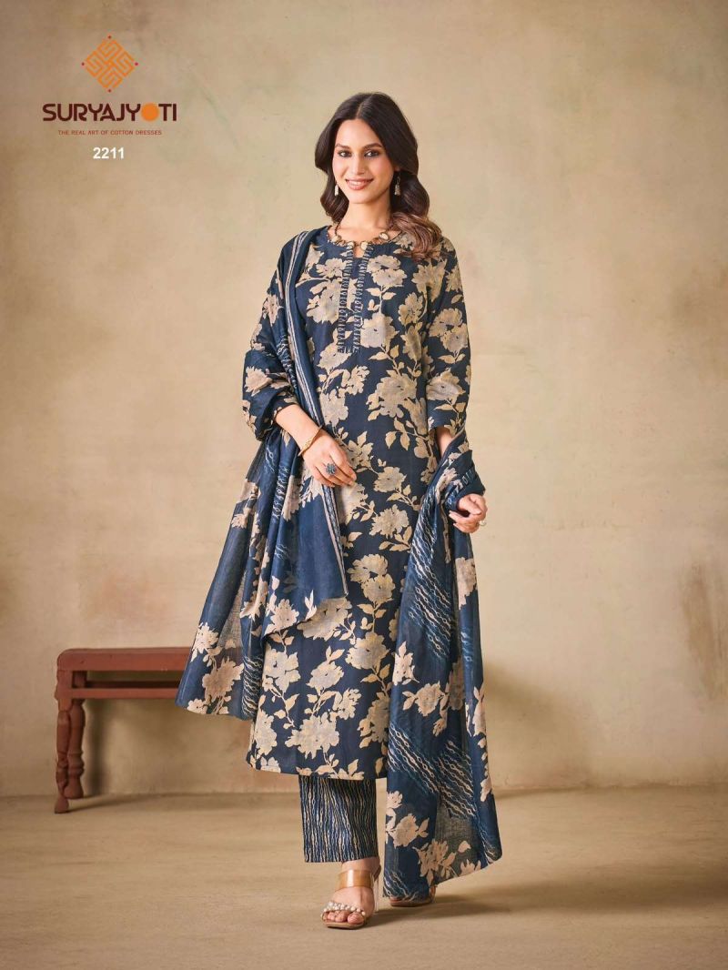Suryajyoti Zion Cotton Vol 22 Cotton Printed Kurti With Bottom Dupatta Catalog — Wholesale Kurtis, Suryajyoti wholesale from Surat — Photo 4