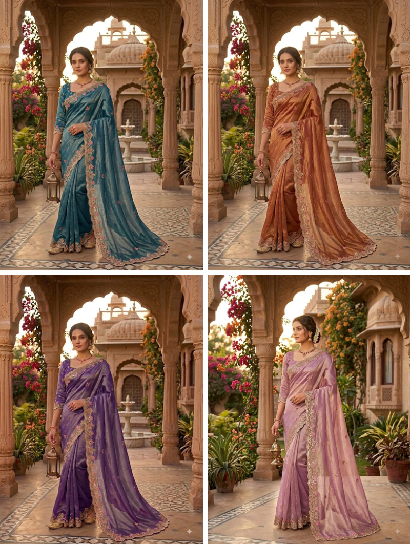 Sw Kanishka Vol 1 Nc Moss Embroidered Designer Saree Catalog — Festival Sarees, Vardan Ethnic wholesale from Surat — Photo 5