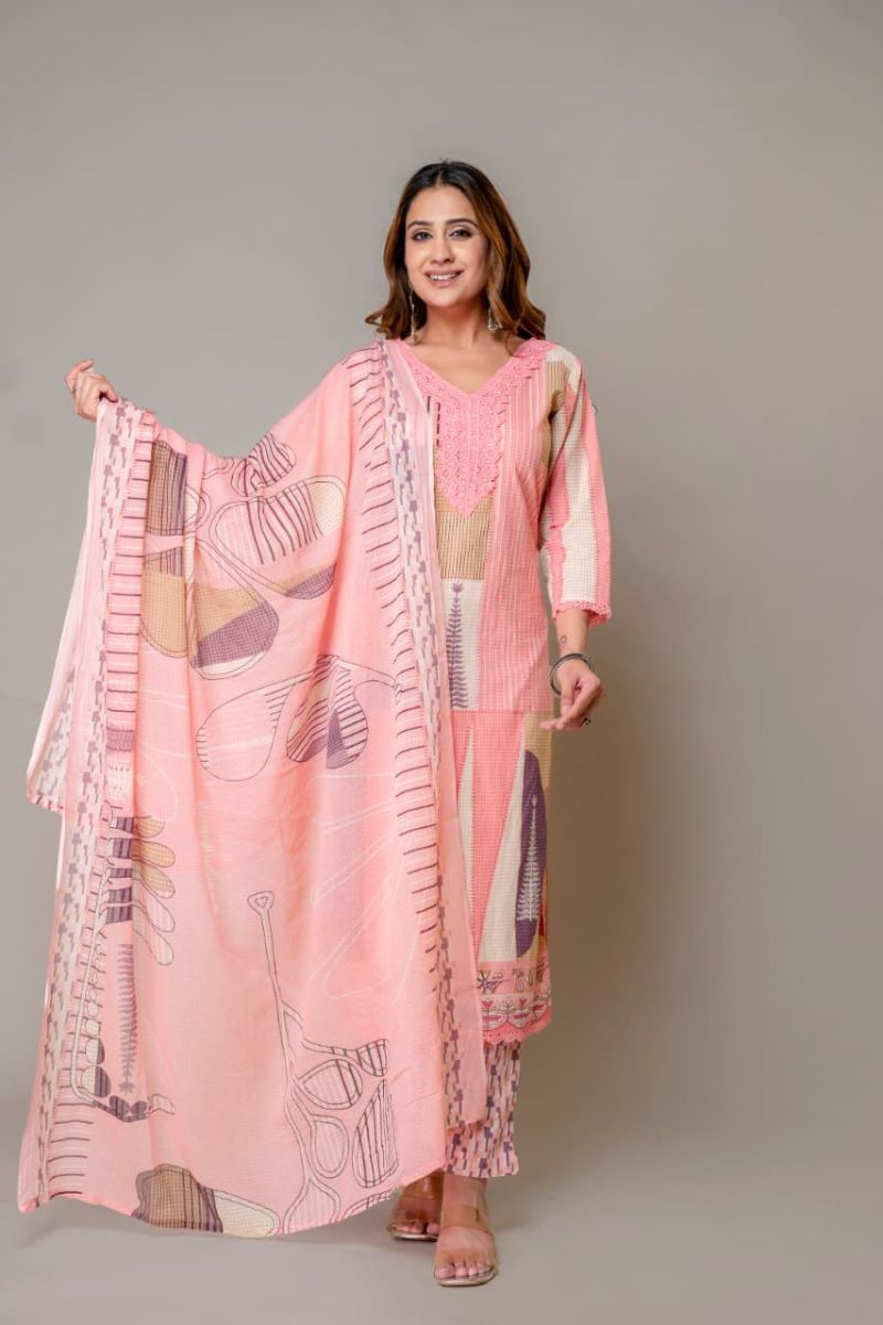 Tlc Vol 181 Cotton Printed Fancy Kurti With Bottom Dupatta Collection — Wholesale Kurtis, Vardan Ethnic wholesale from Surat — Photo 5
