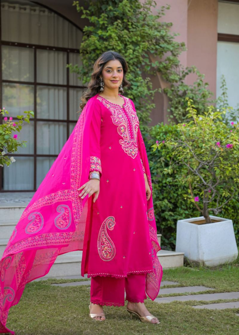 Tlc Vol 187 Cotton Embroidered Designer Kurti With Bottom Dupatta Catalog — Wholesale Kurtis, Vardan Ethnic wholesale from Surat — Photo 2