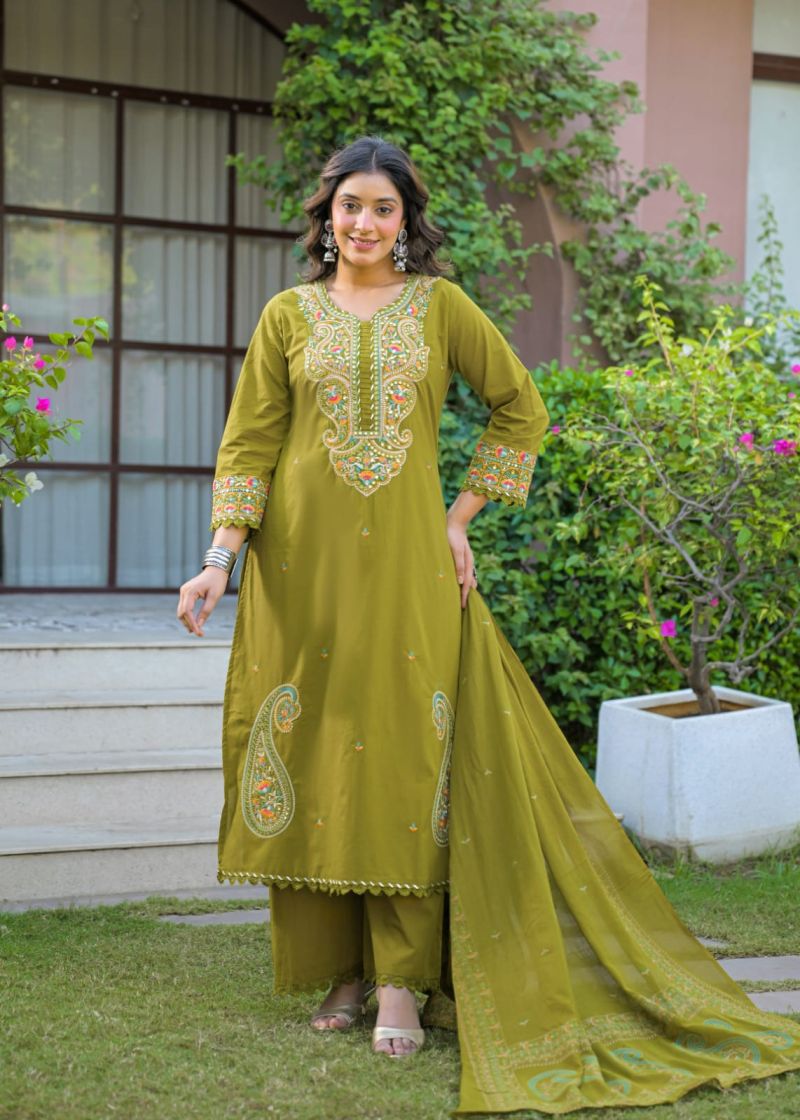Tlc Vol 187 Cotton Embroidered Designer Kurti With Bottom Dupatta Catalog