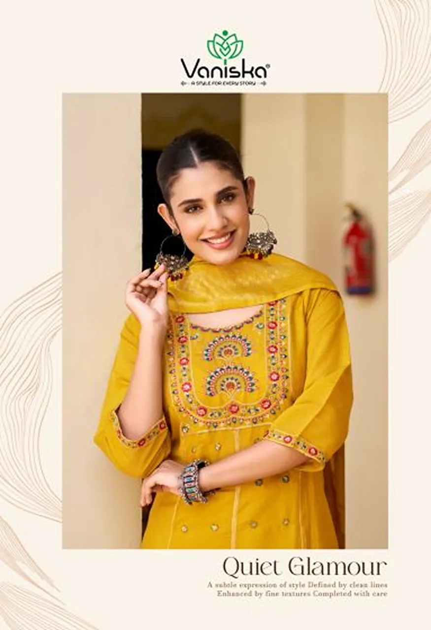 Vaniska Sayuri Vol 1 Mal Chanderi Silk Sequence Work Kurti With Bottom Dupatta Catalog — Wholesale Kurtis, Vaniska wholesale from Surat — Photo 5