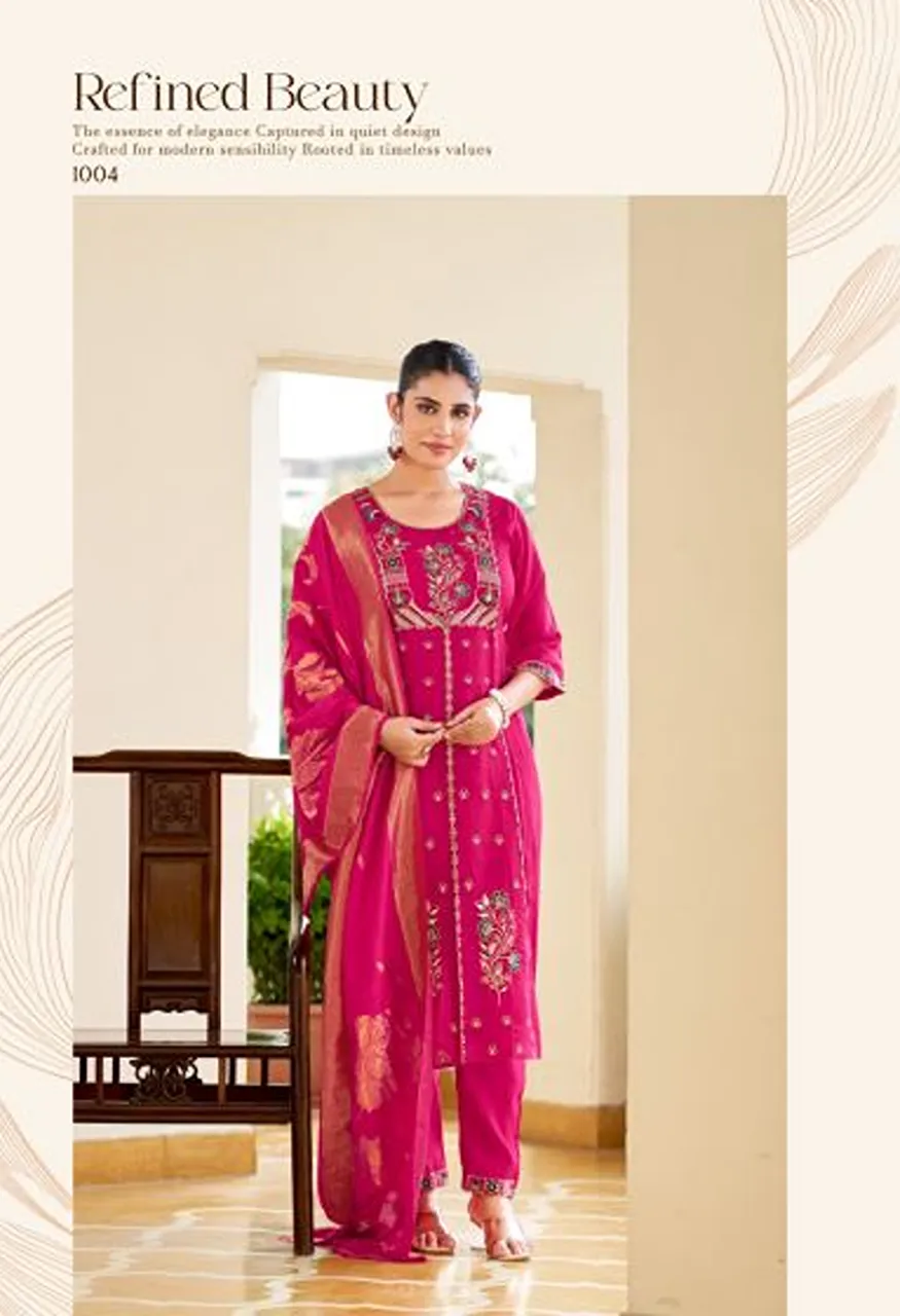 Vaniska Sayuri Vol 1 Mal Chanderi Silk Sequence Work Kurti With Bottom Dupatta Catalog — Wholesale Kurtis, Vaniska wholesale from Surat — Photo 4