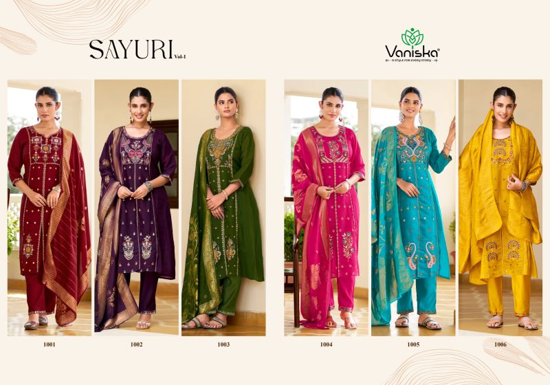 Vaniska Sayuri Vol 1 Mal Chanderi Silk Sequence Work Kurti With Bottom Dupatta Catalog — Wholesale Kurtis, Vaniska wholesale from Surat — Photo 7