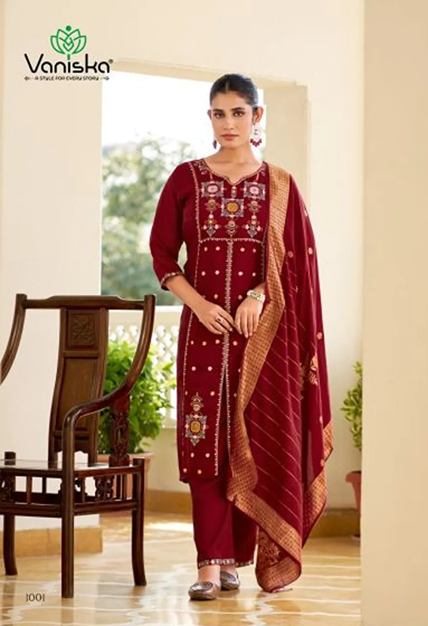 Vaniska Sayuri Vol 1 Mal Chanderi Silk Sequence Work Kurti With Bottom Dupatta Catalog — Wholesale Kurtis, Vaniska wholesale from Surat — Photo 6
