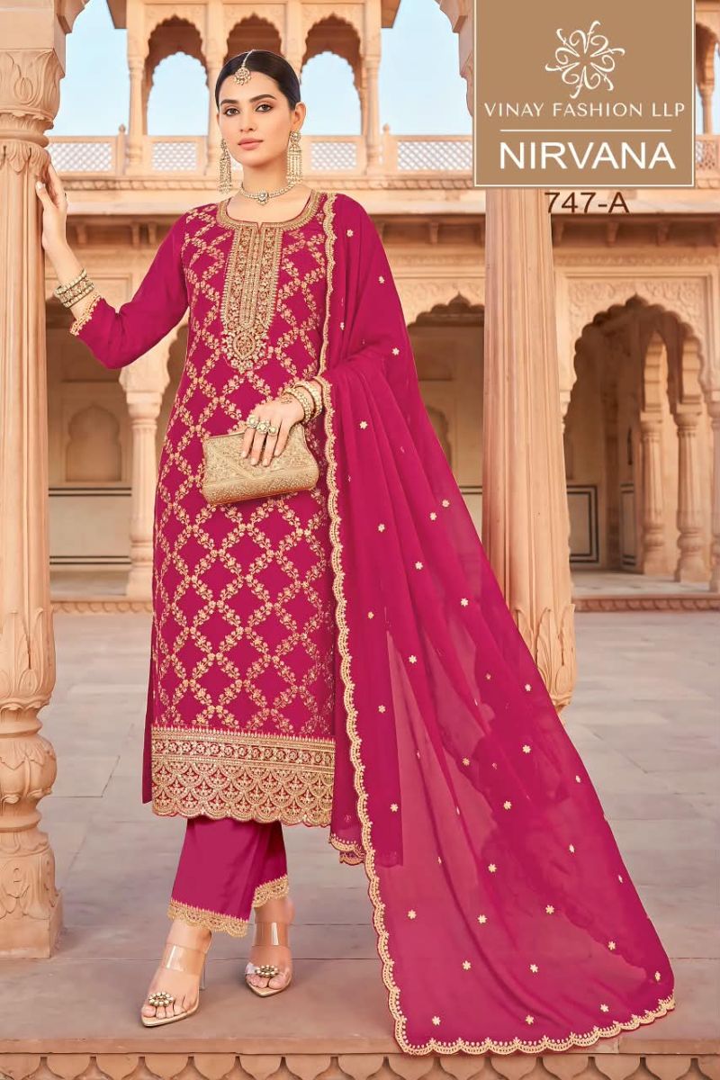 Vinay Kuleesh Nirvana Chinon Embroidered Designer Salwar Kameez Catalog — Wholesale Salwar Suits, Vinay Fashion wholesale from Surat — Photo 4